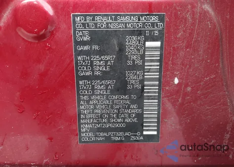 2016 Nissan Rogue S z USA, uszkodzony, nr VIN KNMAT2MT2GP629000